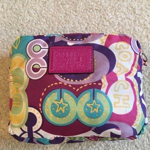 Coach foldable shopping tote, zips into pouch